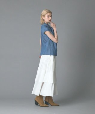 GRACE CONTINENTAL シアーデニムボウタイブラウス ブルー