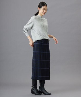 J.PRESS LADIES S 【洗える】CASHMERE BLEND スタンドカラー ニット トップグレー系