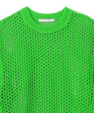 BEIGE， 【洗える】ALOE / コットンメッシュ半袖クルーネックニット Green