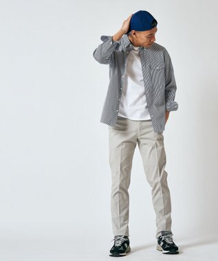 J.PRESS MEN オーガニックコットントリコチンストレッチ スローンパンツ ライトグレー系