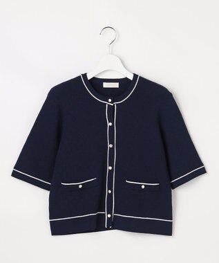 ANY SIS バイカラーニット カーディガン