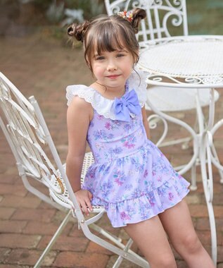 ANY KIDS 花柄×レース ワンピース水着 ラベンダー