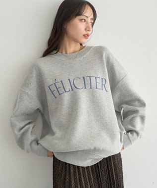 earth music&ecology 【洗濯機洗い可】スウェットライクロゴニットプルオーバー 杢グレー