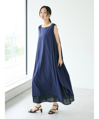 CRAFT STANDARD BOUTIQUE インド綿混フレアワンピース Navy
