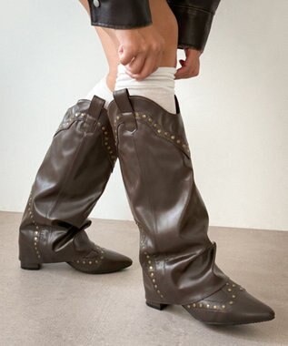 WEGO ウエスタンカバーロングブーツ ブラウン