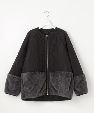 ANY SIS フェイクファーコンビキルティング アウター ブラック