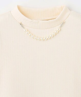 ANY KIDS パール付きペプラムトレーナー エクリュ