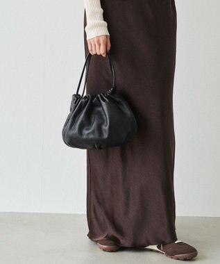 russet レザー巾着4WAYショルダーバッグ(CE-1454) Black