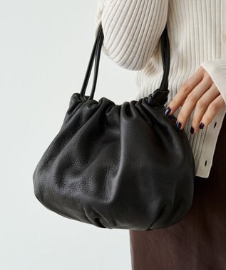 russet レザー巾着4WAYショルダーバッグ(CE-1454) Black