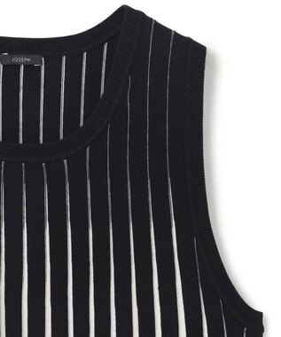 JOSEPH 【洗える】ストライプ　タンクトップニット Oyster White/ Black