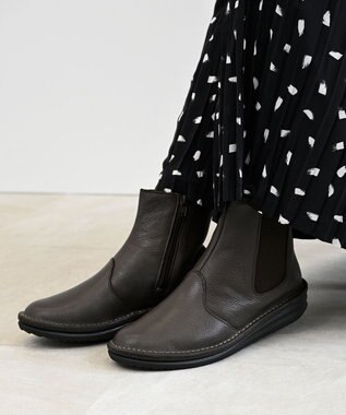 Pointer 本革軽量サイドゴアステッチショートブーツ ダークブラウン