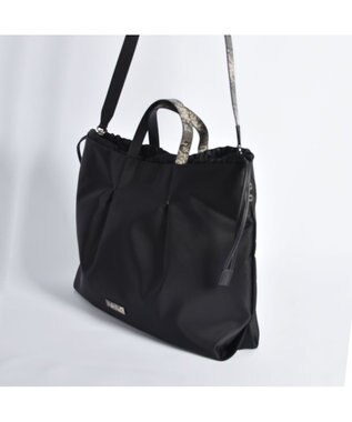 LA BAGAGERIE ドローストリング2WAYトート Mサイズ ブラック×パイソン