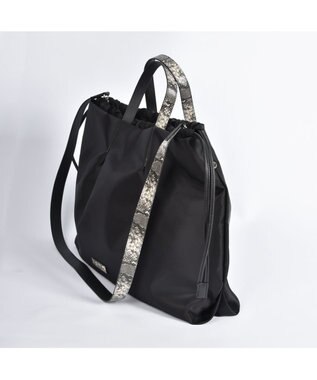 LA BAGAGERIE ドローストリング2WAYトート Mサイズ ブラック×パイソン