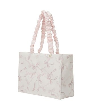 Maison de FLEUR リボン柄ギャザーハンドルスクエアトート Pink
