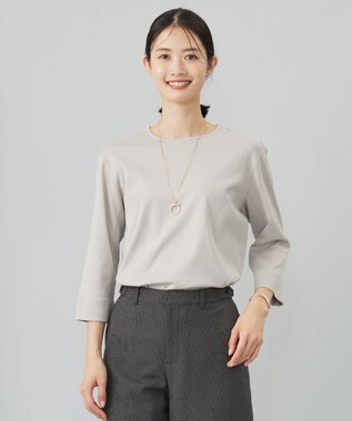 J.PRESS LADIES L フライスジャージー カットソー グレージュ系