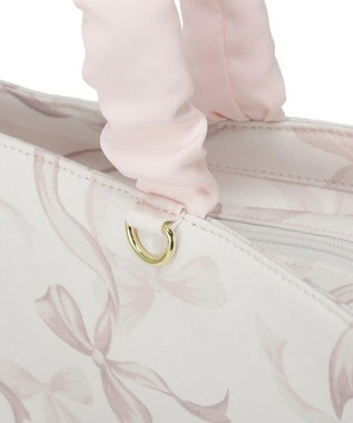 Maison de FLEUR リボン柄ギャザーハンドルスクエアトート Pink