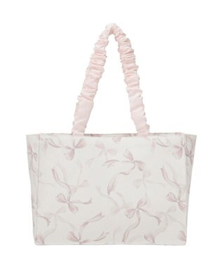 Maison de FLEUR リボン柄ギャザーハンドルスクエアトート Pink