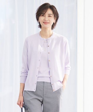 J.PRESS LADIES S 【洗える】 BASIC HI-COTTON カーディガン ふじ色系