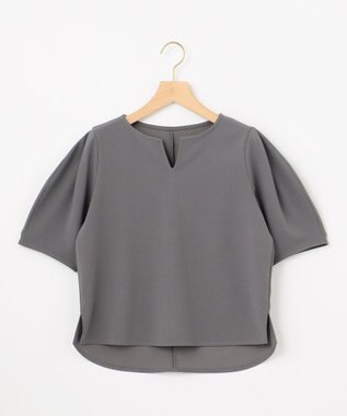 組曲 S 【WEB限定】ジョーゼットジャージーランタンスリーブ5分袖 ブラウス グレー系