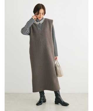 Green Parks ・ＥＬＥＮＣＡＲＥ　ＤＵＥ　ブークレＶネックジャンスカ Charcoal Gray