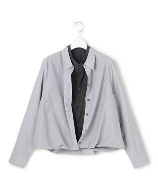 ICB L 【洗える】レイヤードシャーティング ブラックストライプ系