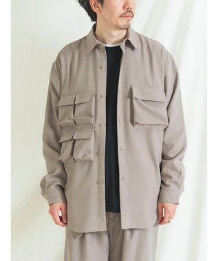 CRAFT STANDARD BOUTIQUE ポリエステルツイルポケッタブルシャツ Gray Beige