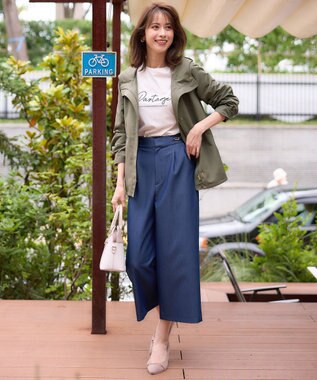 ANY SIS 【洗える】チェーンポイント ワイドパンツ シャンブレー