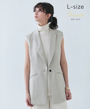 BEIGE， 【L-size・洗える】CAROLE / リネンライクノースリーブジレジャケット