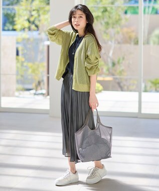 ANY メッシュカーディガン アップルグリーン