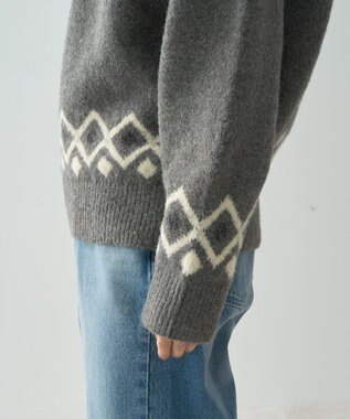 AMERICAN HOLIC フェアアイル柄ニットプルオーバー Gray Mixture