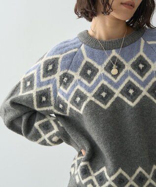 AMERICAN HOLIC フェアアイル柄ニットプルオーバー Gray Mixture