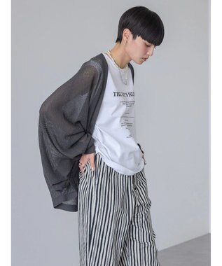 AMERICAN HOLIC ニュアンスメッシュニットカーディガン Charcoal Gray