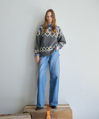 AMERICAN HOLIC フェアアイル柄ニットプルオーバー Gray Mixture