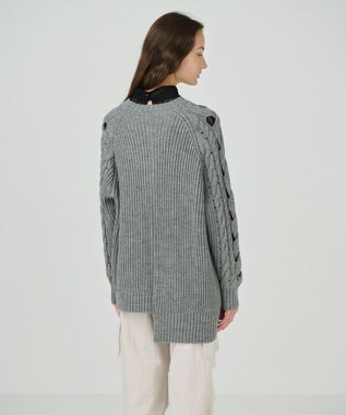 GRACE CONTINENTAL オーバーケーブルニットトップ グレー