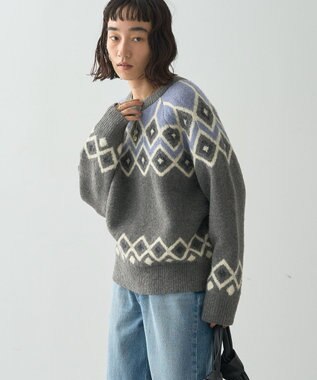 AMERICAN HOLIC フェアアイル柄ニットプルオーバー Gray Mixture