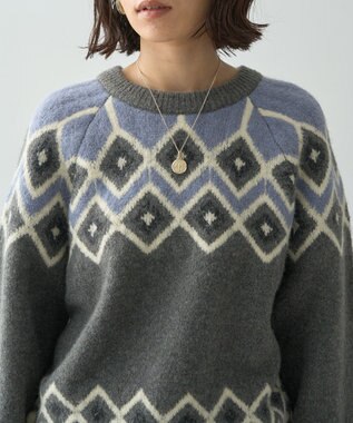 AMERICAN HOLIC フェアアイル柄ニットプルオーバー Gray Mixture