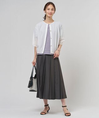 J.PRESS LADIES 【冷房対策に】シアードライトリコット クルーネック カーディガン ホワイト系