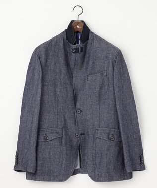 JOSEPH ABBOUD 【JAPANファブリック/セットアップ/清涼】LINEN DENIM ジャケット ネイビー系