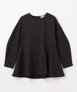 ANY ジョーゼット裏起毛ペプラムプルオーバー ブラック