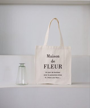 Maison de FLEUR ブランドロゴ刺繍スクエアトートバッグ Brown