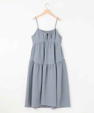 組曲 【WEB限定】クレープストレッチ ティアードキャミワンピース ダスティブルー系