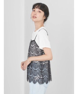 earth music&ecology ＳＥＴ２点レースキャミソール＋ＴＥＥ Black