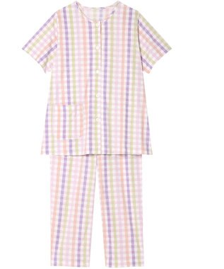 Wing ウイングスリープ パジャマ 5分袖 8分丈 綿100％ 天竺素材 レディース EP8025 ウイング／ワコール パープル