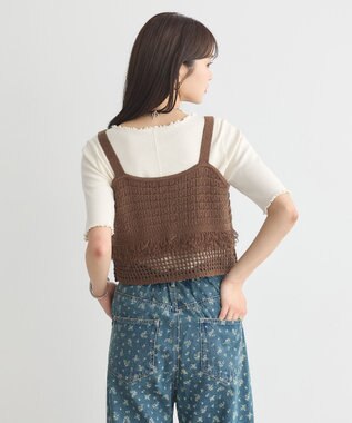 earth music&ecology フリンジニットビスチェ Brown