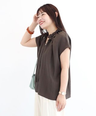 Green Parks 衿フリルブラウス Dark Brown