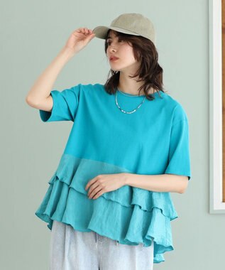 Green Parks サテンティアードドッキングプルオーバー Blue Green