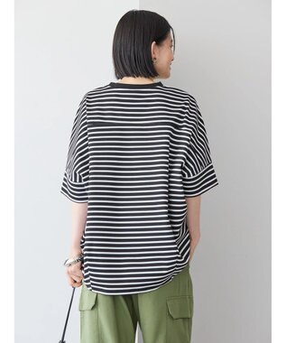 AMERICAN HOLIC 抗菌防臭＋接触冷感　コクーンカットプルオーバー Border Black