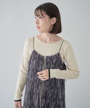 Green Parks ・ＥＬＥＮＣＡＲＥ　ＤＵＥ　フロントＺＩＰプリーツワンピ Black