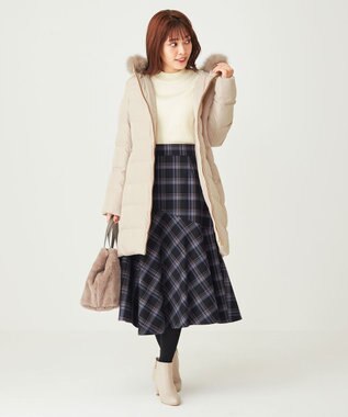 ANY SIS 【撥水】エコファイバーミックス ロング ダウン ベージュ