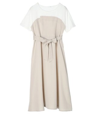 Green Parks 共ベルト付きビスチェ風ドッキングワンピース Light Beige